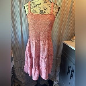 Size large Hollister pink and white floral babydoll dress